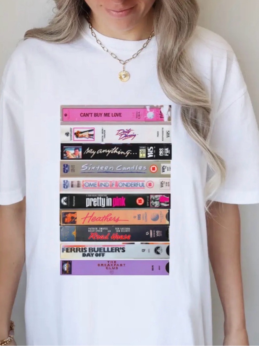 Vintage Vhs Movies Graphic White Tee           Sz S-M-L
